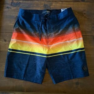 NWT No Boundaries Blue and Orange Stripe Swim Shorts